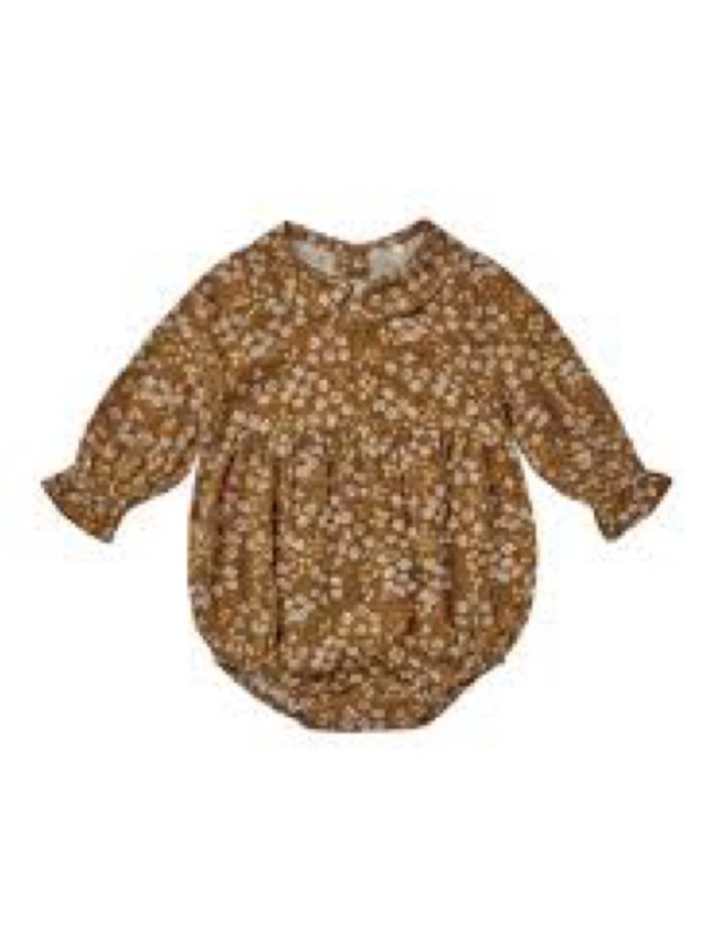 Rylee + Cru Cora Harvest Romper | Floral Long-Sleeve Baby Romper - Mustard